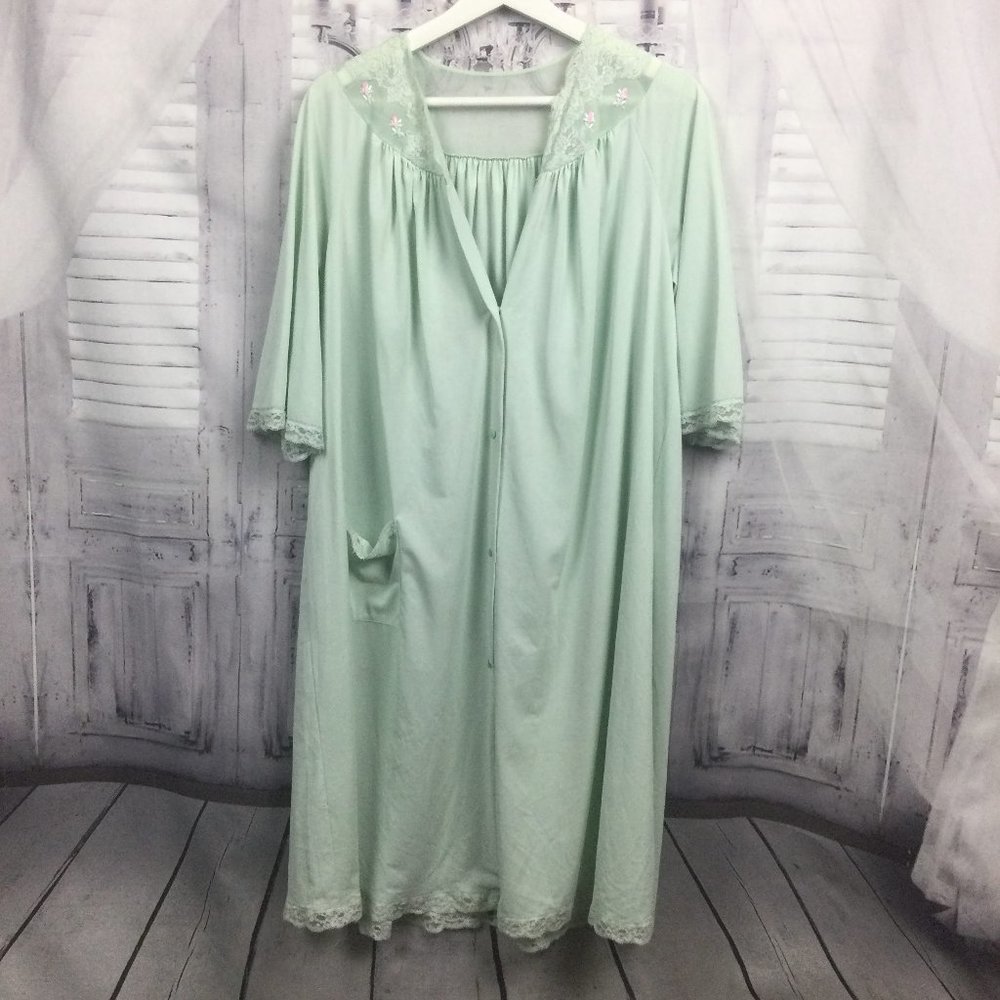 Vintage Mint Green House Robe Gown Nylon M